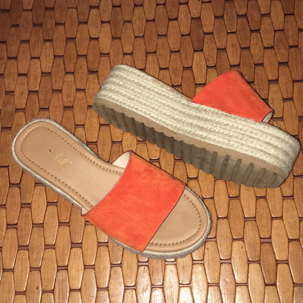 Bright Orange Wedge Sandals